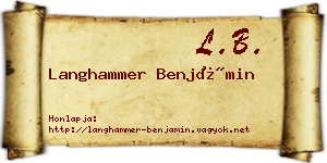Langhammer Benjámin névjegykártya